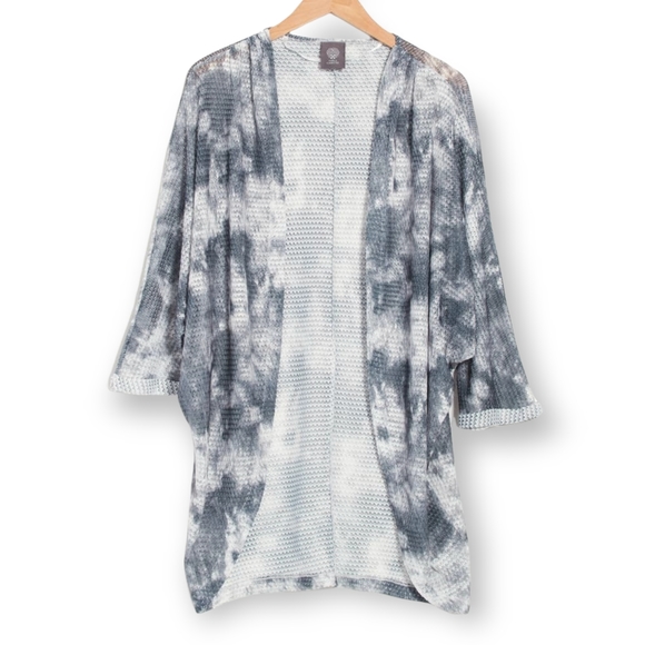 VINCE CAMUTO Neutral Tie-Dye Cuffed 3/4 Sleeve Knit Cocoon Cardigan Wrap Women's - Picture 8 of 9